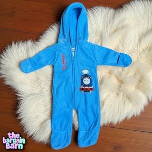 Thomas the Train Vintage Y2K Fleece Hooded Footed Sleeper Pajama Outfit (0/3M)